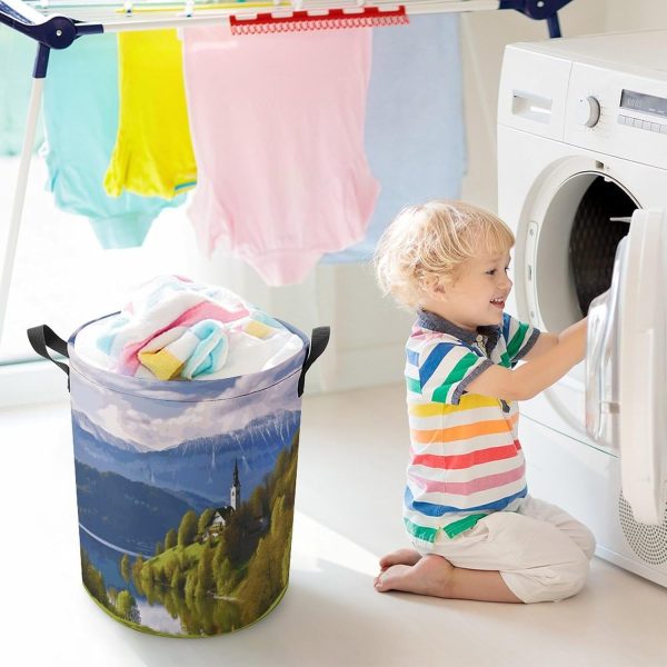 Slovenia Landscape Laundry Basket With Drawstring Laundry Hamper17.3 Inchs - Image 6