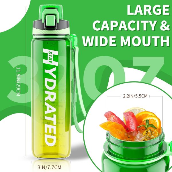 Water Bottle, 32 oz Motivational Water Bottles with Time Marker-Tritan & - Image 6