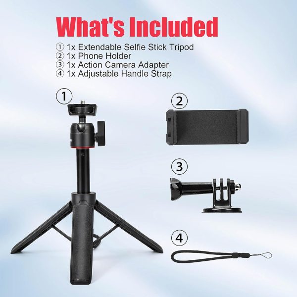 Extendable Vlog Stand,Mini Selfie Stick Camera Tripod Stand,8-23.6inch - Image 5