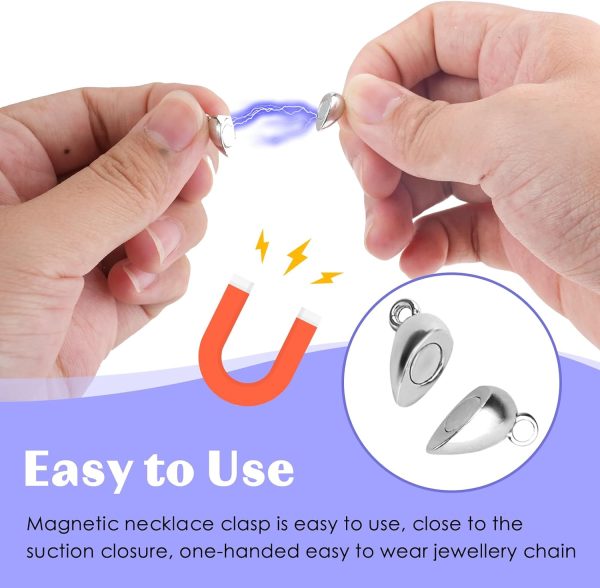 30 PCS Heart Shaped Magnetic Clasps for Jewelry, Gold Silver Bracelet Clasp - Image 3