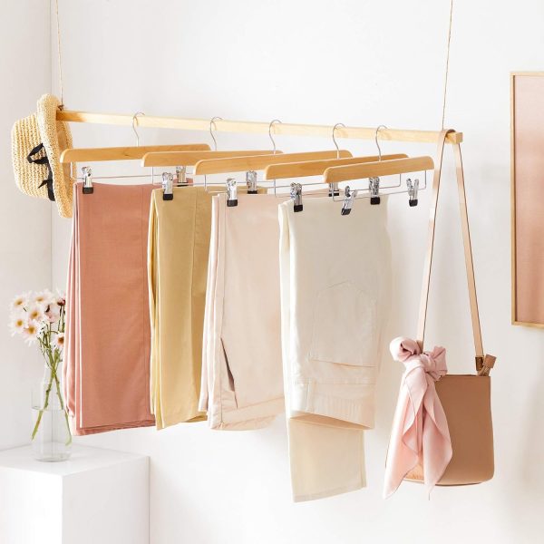 SONGMICS Wooden Pants Hangers 8 Pack, Pants Hangers with Adjustable - Image 2