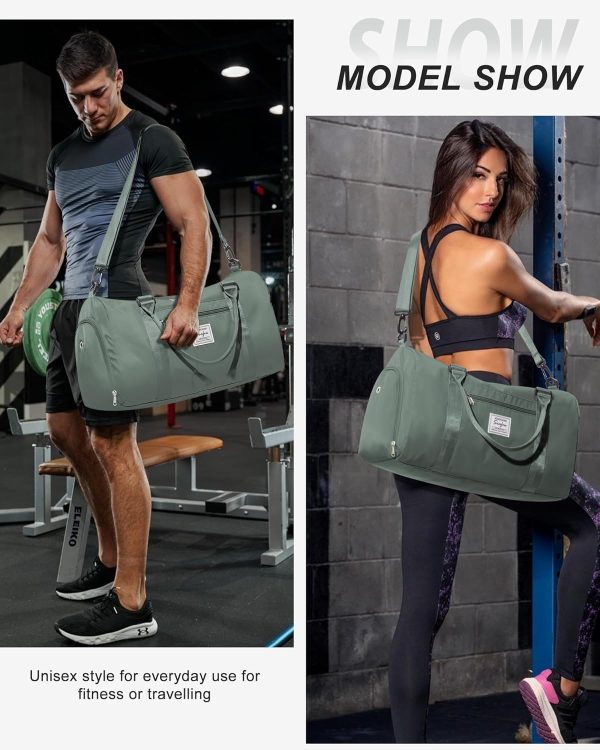 Gym Bag Womens Mens with Shoes Compartment and Wet Pocket Travel Duffel Bag - Image 3