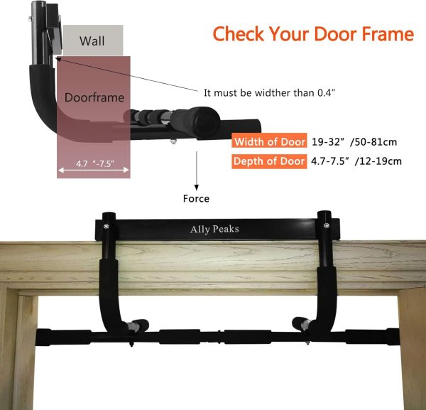 Ally Peaks Pull Up Bar for Doorway | Thickened Steel Max Limit 440 lbs - Image 4