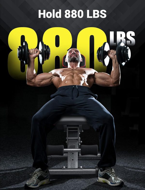 YOLEO 880LB Adjustable Weight Bench for Bench Press, Foldable Weight Bench - Image 2