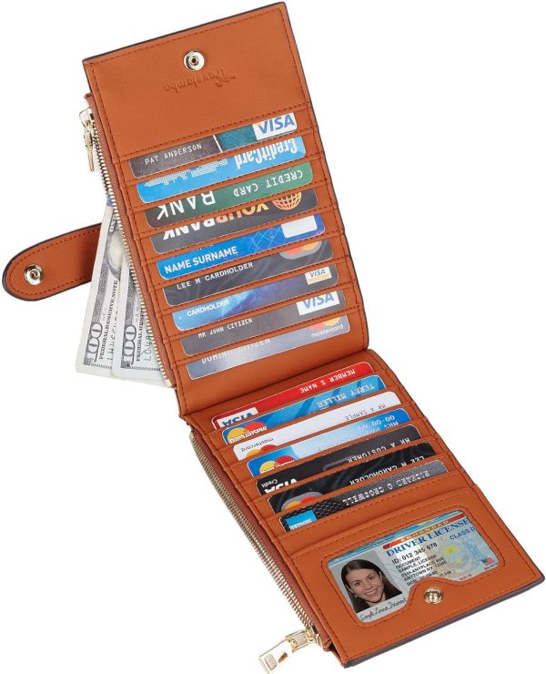 Travelambo Leather Wallets for Women Slim RFID Blocking Bifold Credit Card - Image 2