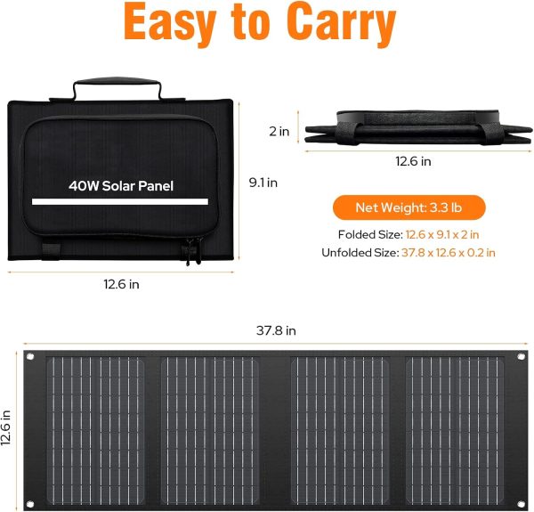 Portable Solar Panel Charger 40W Foldable Solar Panel for Portable Power - Image 8