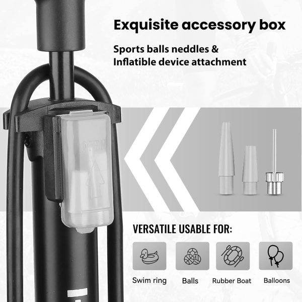 Hycline Bike Floor Pump with Gauge: Bicycle Tire Pump 160 PSI High Pressure - Image 4