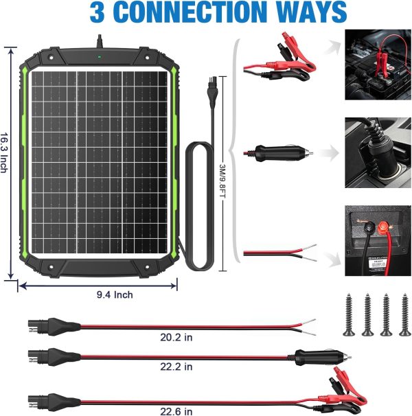 25W 12V Solar Powered Battery Charger & Maintainer, Built-in Smart MPPT - Image 6