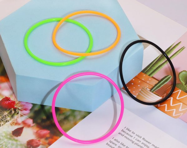 PENTA ANGEL Silicone Jelly Hair Tie Bracelet 20Pcs Retro Solid Neon 80s - Image 3
