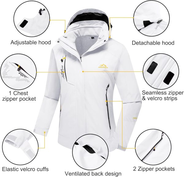 MAGCOMSEN Women's 3-in-1 Winter Coats Snow Ski Jacket Waterproof Windproof - Image 6