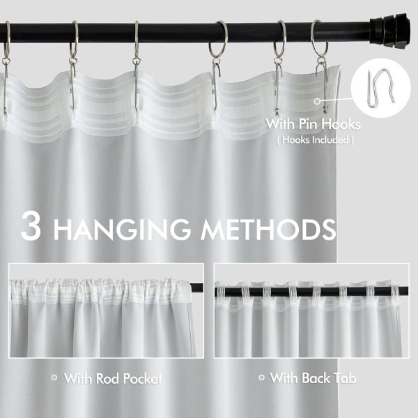 MIULEE Back Tab Light Blocking Curtains 108 Inch Long 2 Panels Set for - Image 3