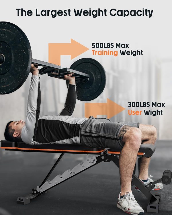 Lusper 800lb Upgraded Adjustable Weight Bench, Foldable Strength Training - Image 2