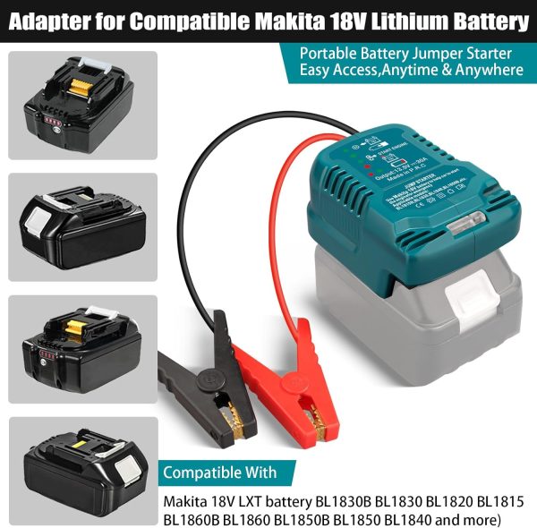 Car Battery Jump Starter Adapter Compatible with makita 18V Battery,Battery - Image 3