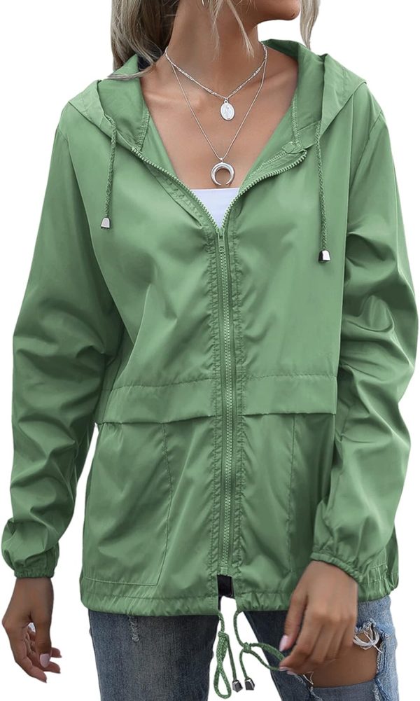 Women's Raincoats Lightweight Waterproof Windproof Adjustable Windbreaker - Image 2