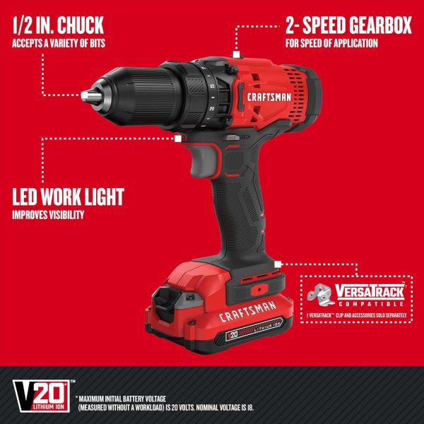 CRAFTSMAN V20 MAX Cordless Drill and Impact Driver, Power Tool Combo Kit - Image 4