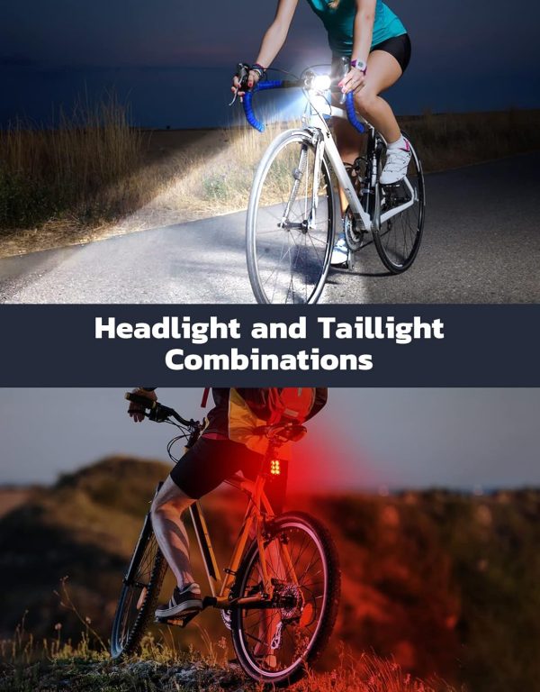Bike Lights for Night Riding, USB Rechargeable Bike Lights Front and Back, - Image 2