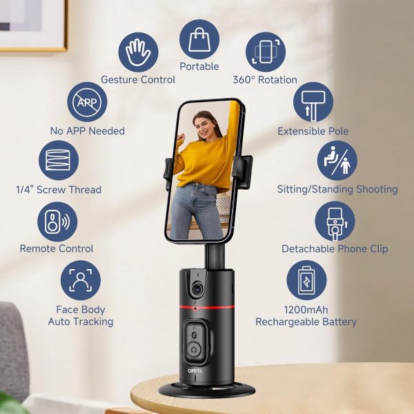 Auto Face Tracking Tripod, No App, Smart Shooting Phone Holder with Remote, - Image 2