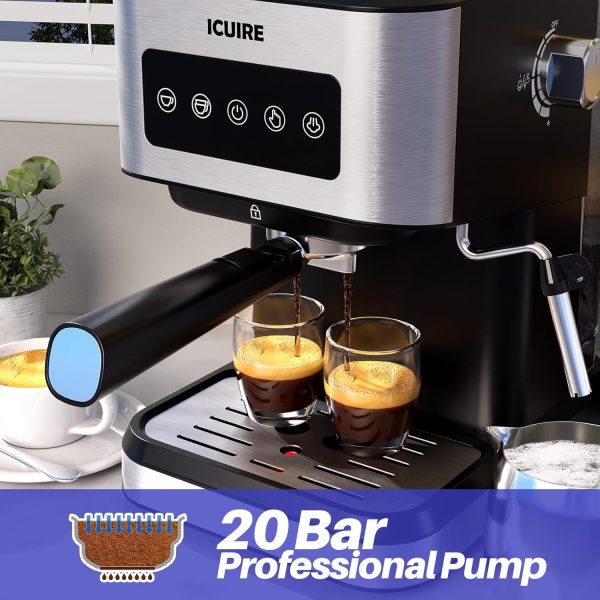 ICUIRE 20 Bar Espresso Machine, 1.5L Water Tank Coffee Maker Machine, Latte - Image 4
