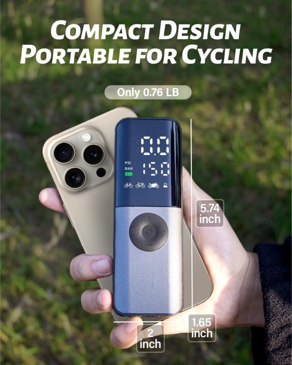Bike Electric Air Pump: 150Psi Portable Bicycle Tire Pump with Digital - Image 4