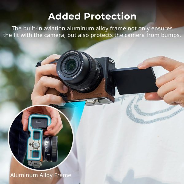 SMALLRIG Camera Leather Case with Wrist Strap, Vintage Style Leather Camera - Image 4