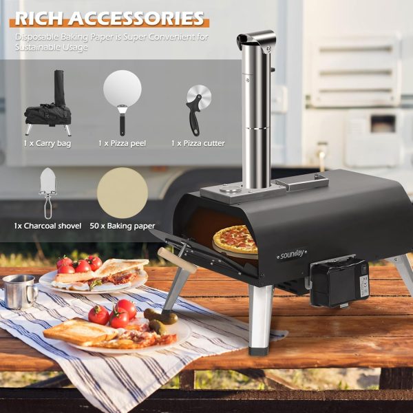 Sounday Pellet Pizza Oven Outdoor, 12" Outdoor Pizza Oven with 360°Auto - Image 4