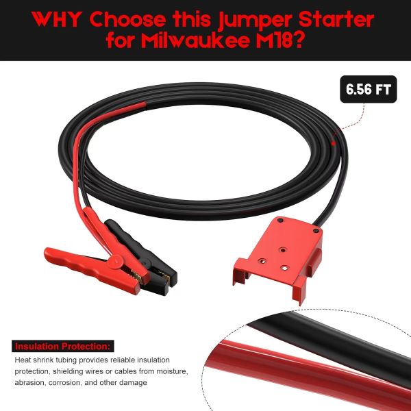 Jumper Cables for Milwaukee, Heavy Duty Booster Cables with Adapter for - Image 2