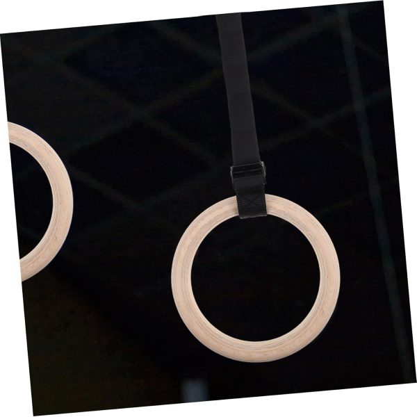 Wooden Gymnastics Rings with Adjustable Straps Bodyweight Pull Up Rings for - Image 6