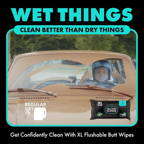 DUDE Wipes - Flushable Wipes - 6 Pack, 288 Wipes - Mint Chill Extra-Large - Image 5