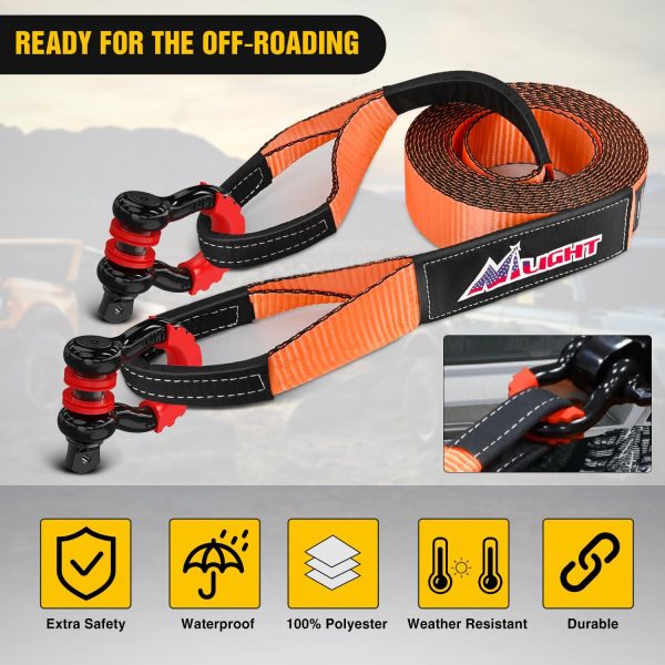 Nilight 3" x 30' Recovery Tow Strap Kit with 2" Hitch Receiver and 3/4" - Image 7