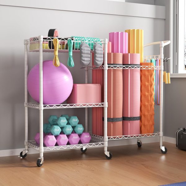 SINGAYE Dumbbell Weight Rack Yoga Mat Storage, Gym Sports Equipment Cart - Image 9