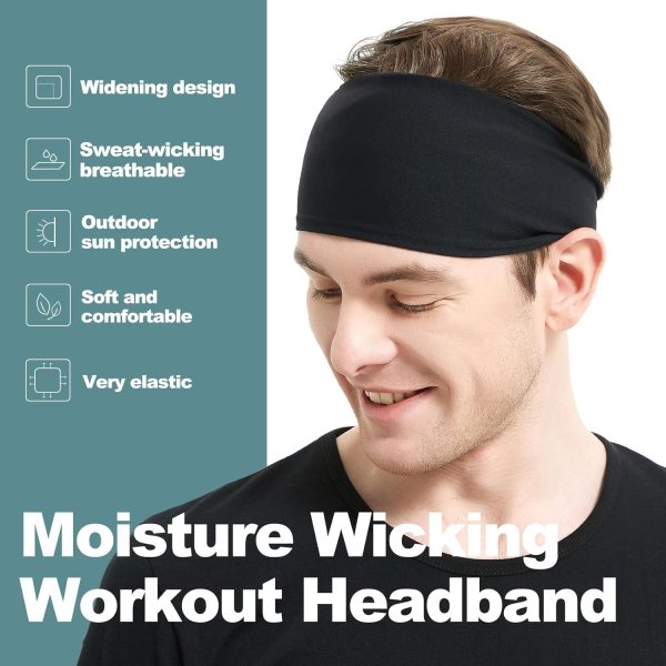 Running Headbands for Men（4 or 6 Pack, Mens Stretchy Headband for - Image 2