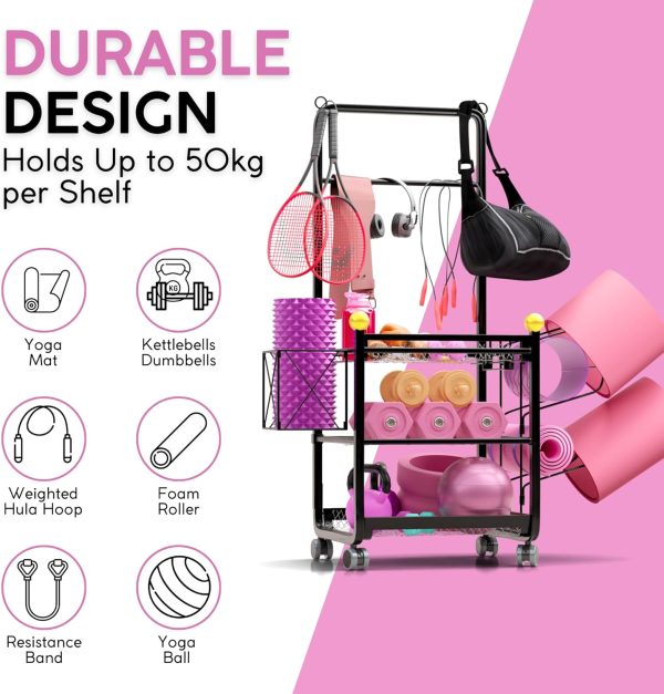Weight Rack for Home Gym with 6 Exercise Mats - Durable Metal Dumbell Rack, - Image 4