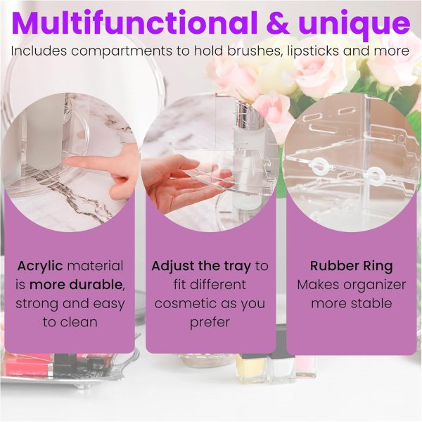 GGGI Solution - 360 Rotating Makeup Organizer Clear Acrylic Skincare and - Image 5