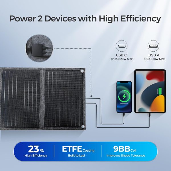Renogy 30W Portable Solar Charger with 2 USB Ports, Foldable Sunpower Solar - Image 4