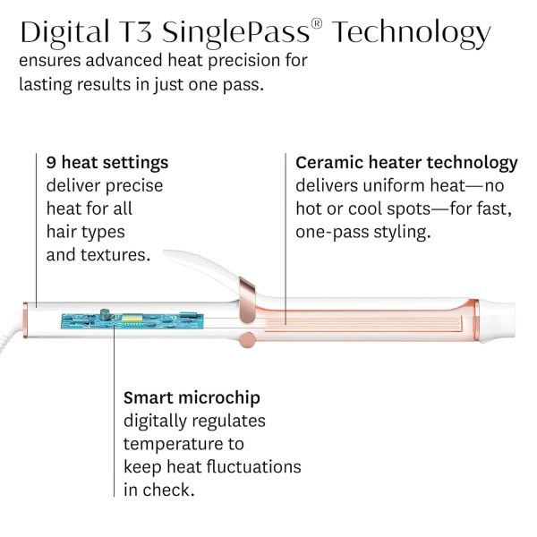 T3 SinglePass Curl X Extra-Long Barrel Curling Iron with 9 Heat Settings - Image 10
