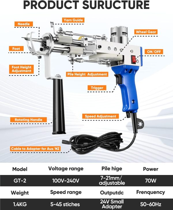 Rug Tufting Gun with Carpet Trimmer Kit - - Image 7
