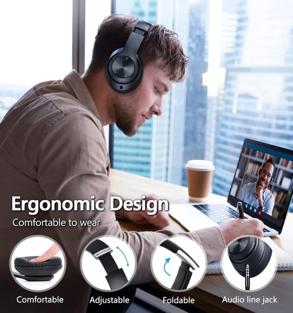 Bluetooth Headphones Over Ear, 60 Hours Playtime Foldable Headphones - Image 3