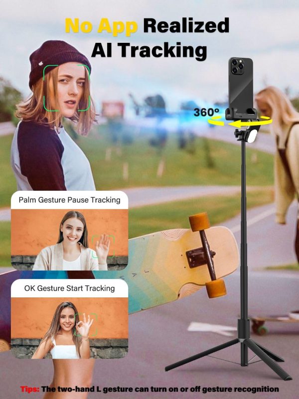 Gimbal Stabilizer Face Tracking Without APP, 4 in 1 RGB Light Stabilizer, - Image 2