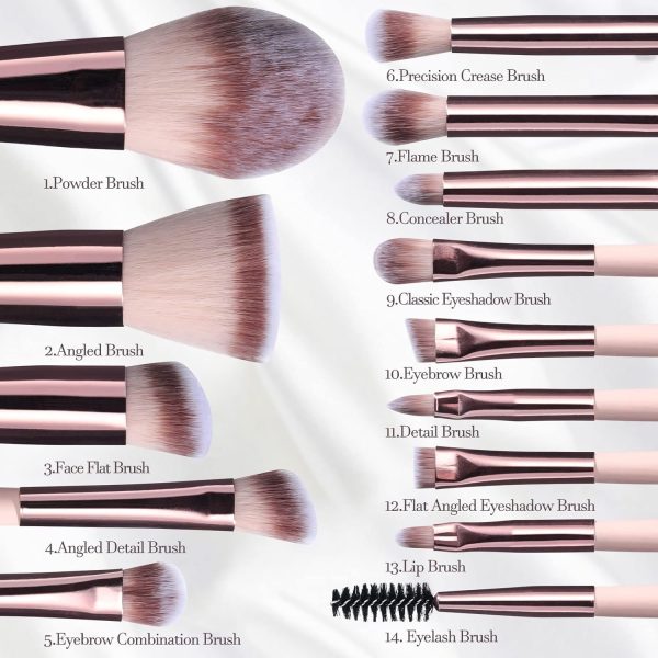 BS-MALL Travel Makeup Brush Set Foundation Powder Concealers Eye Shadows - Image 6