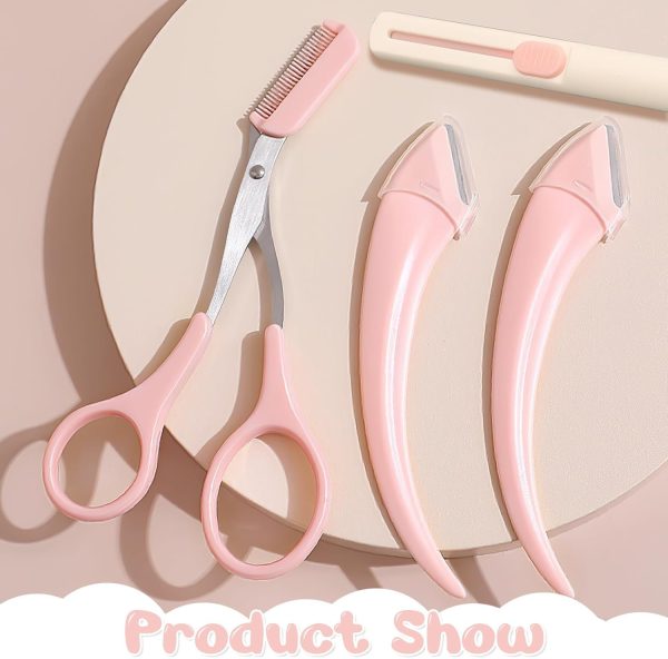 5Pcs Eyebrow Trimmer Set, Eyebrow Razor and Scissors with Comb, Non Slip - Image 6