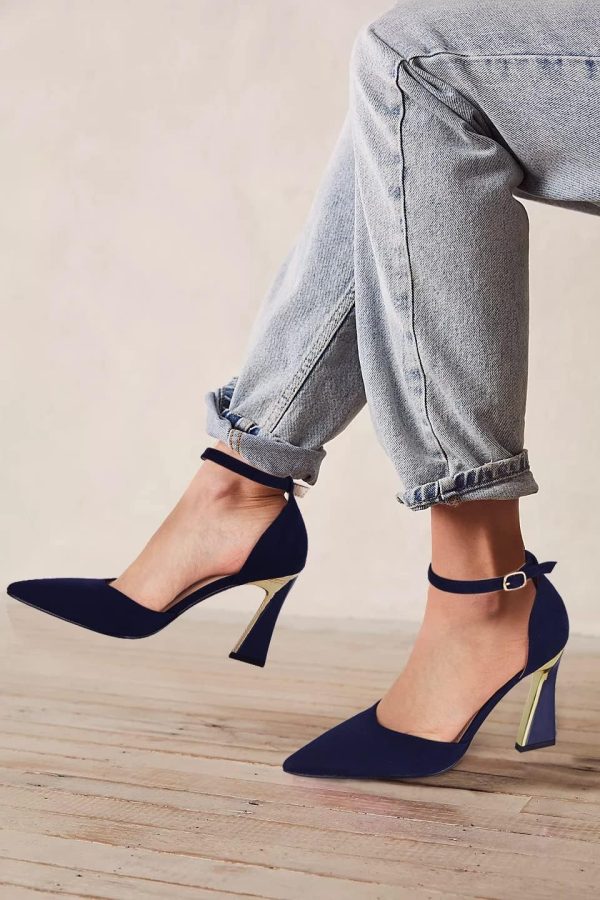 Juliet Holy Womens Pumps Point Closed Toe Heels Buckle Ankle Strap D'Orsay - Image 4