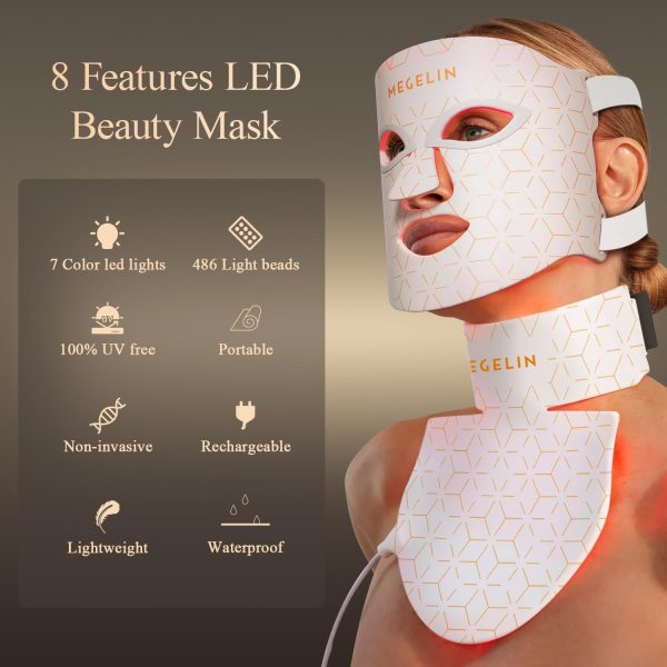 Led Red Light Therapy Face & Neck Mask, 7 Colors Led Light Therapy Facial - Image 2