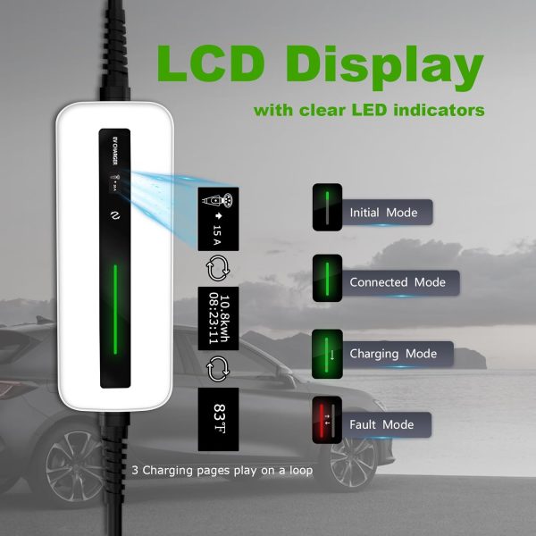 Morec 15A EV Charger Level 1 NEMA5-15P ev Charging Cable 100V-120V Portable - Image 4