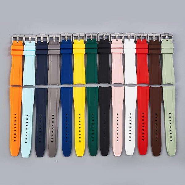 Curved End Soft Silicone Sports Rubber Watch Bands- Compatible with Omega - Image 3