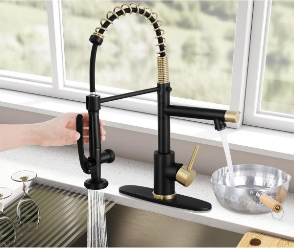 Qomolangma Black Gold Commerical Kitchen Faucet with Pull Down Sprayer, - Image 3