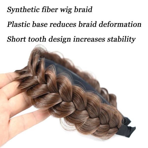 Wide Braided Headband Hoop Fashion Hair Accessories Elastic Non-slip Band - Image 3