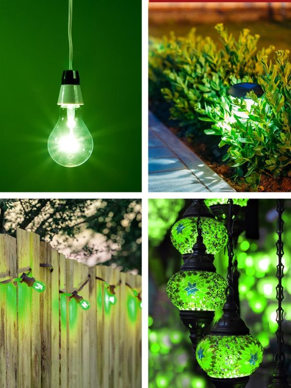 Mandala Crafts Clear 25 Watt Green Light Bulbs E26 Medium Base 120V 25W - Image 5
