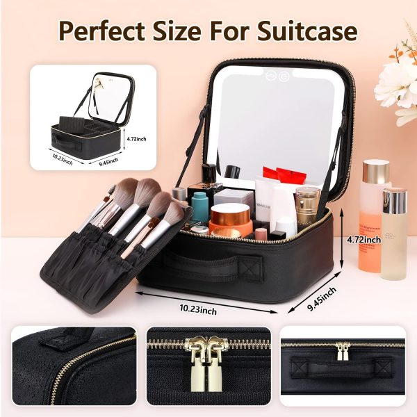 VANMRIOR Travel Makeup Bag with LED Lighted Make up Case with Mirror 3 - Image 2