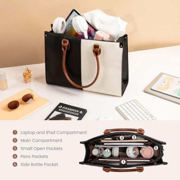 LOVEVOOK Laptop Bag for Women, 15.6 inch Laptop Tote Bag Vintage Work Bags - Image 4