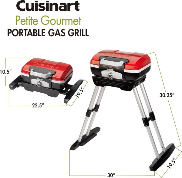 Cuisinart CGG-180 Petit Gourmet Portable Gas Grill with VersaStand, Red - Image 2